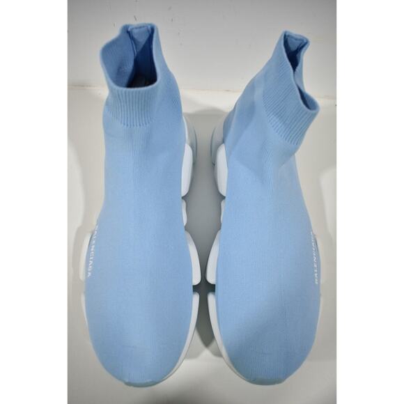 Balenciaga Mens Speed 2.0 Sock Blue White High Top Knit Trainer Sneaker 47 14 - Picture 6 of 10